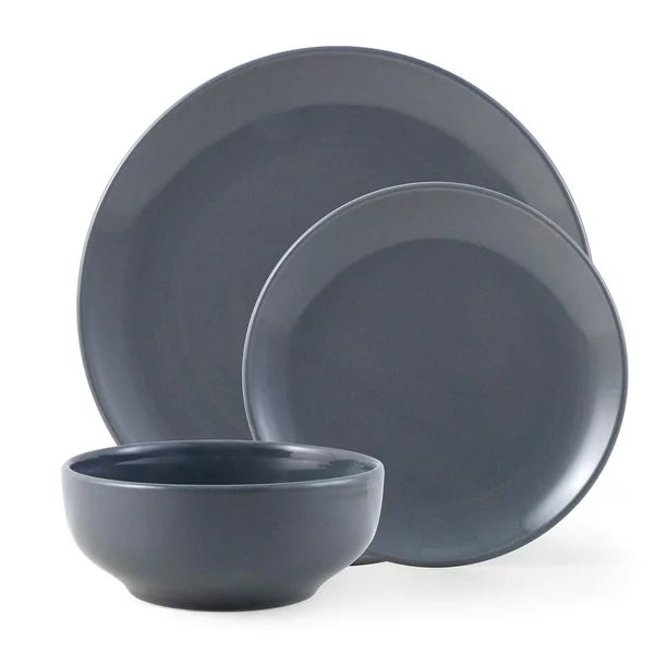 Mainstays Glazed Grey Stoneware Dinnerware Set, 12-Pieces