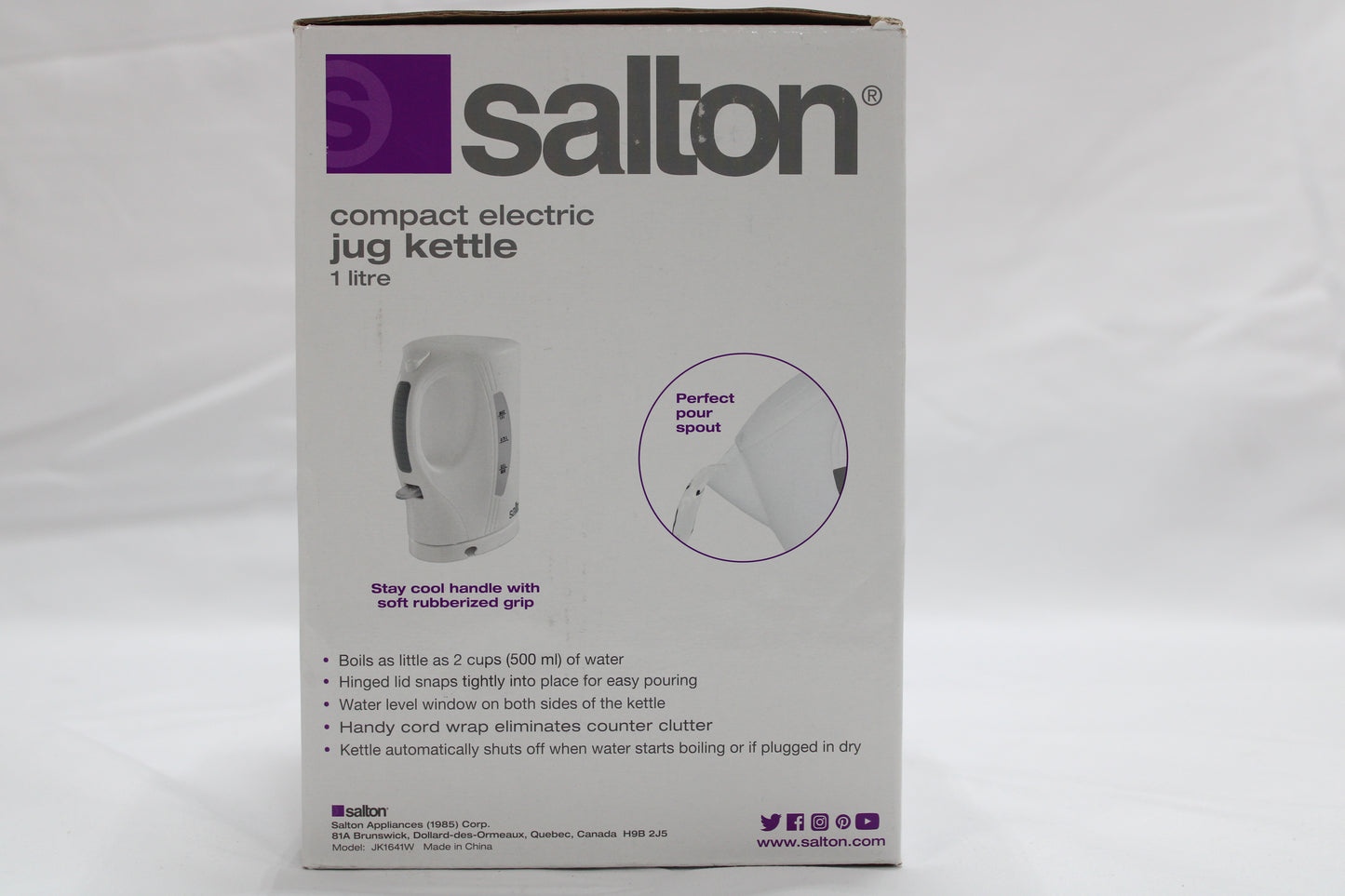 Salton Cordless Jug Kettle 1.0 L JK1641W White BOILER